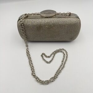 Expressions NYC Silver‎ Sparkly Evening Bag/Clutch Y2K Style Removable Strap